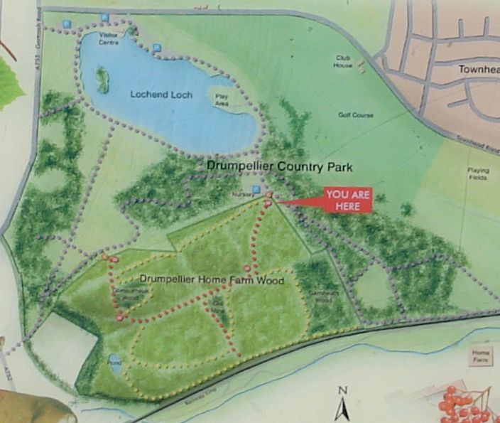 Map of Drumpellier Country Park in North Lanarkshire in Central Scotland