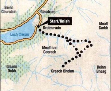 Route Map for Creach Bheinn